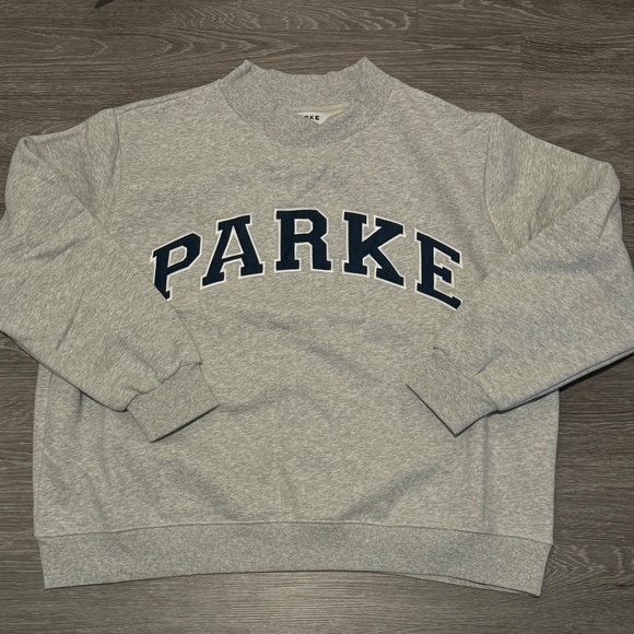 PARKE Nostalgia Varsity Mockneck Classic Grey + Denim NWT - Picture 6 of 9